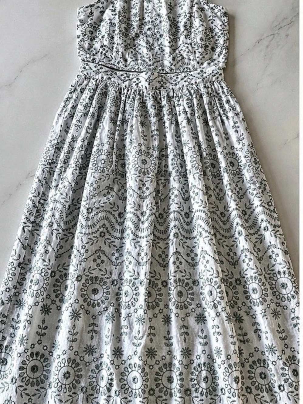 LOFT Floral Maxi Dress White & Green Size 10
